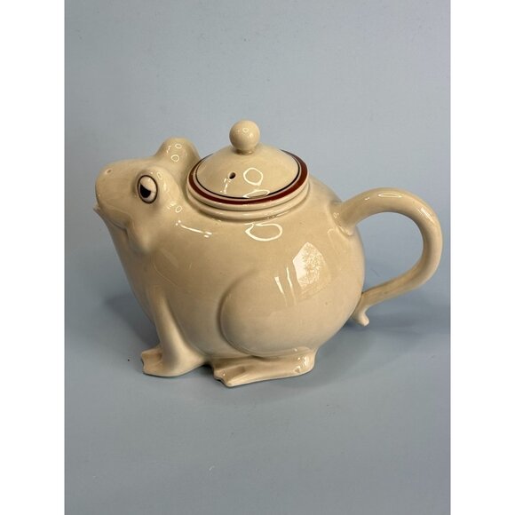 Fitz & Floyd 1976 Ceramic Frog Teapot 5" High 7" Long  Cute Vintage Collectible - Picture 6 of 9